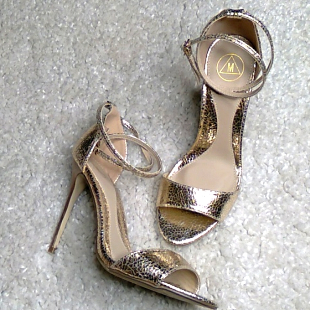 MISGUIDED  double strap crackeled print heels size 9.5 - Picture 2 of 16